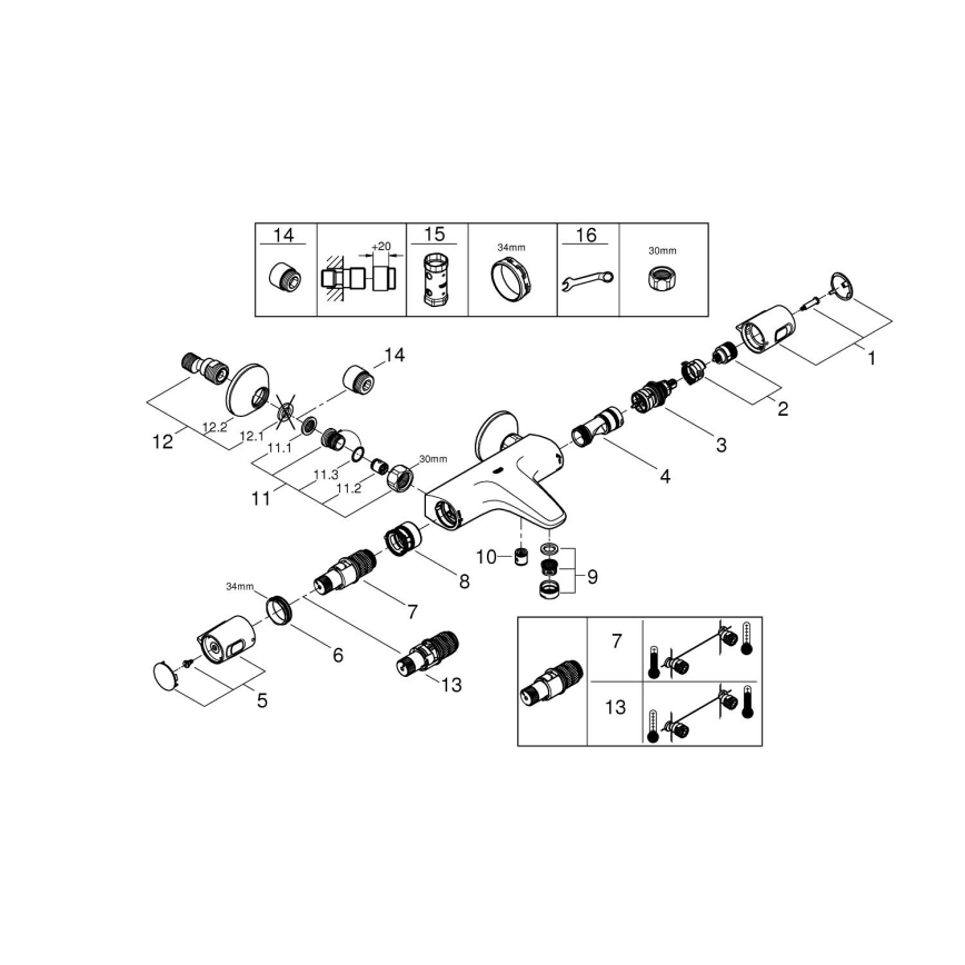 GROHE 34227002 - Termostaatiline vannisegisti PRECISION TREND DN 15 läikiv kroom