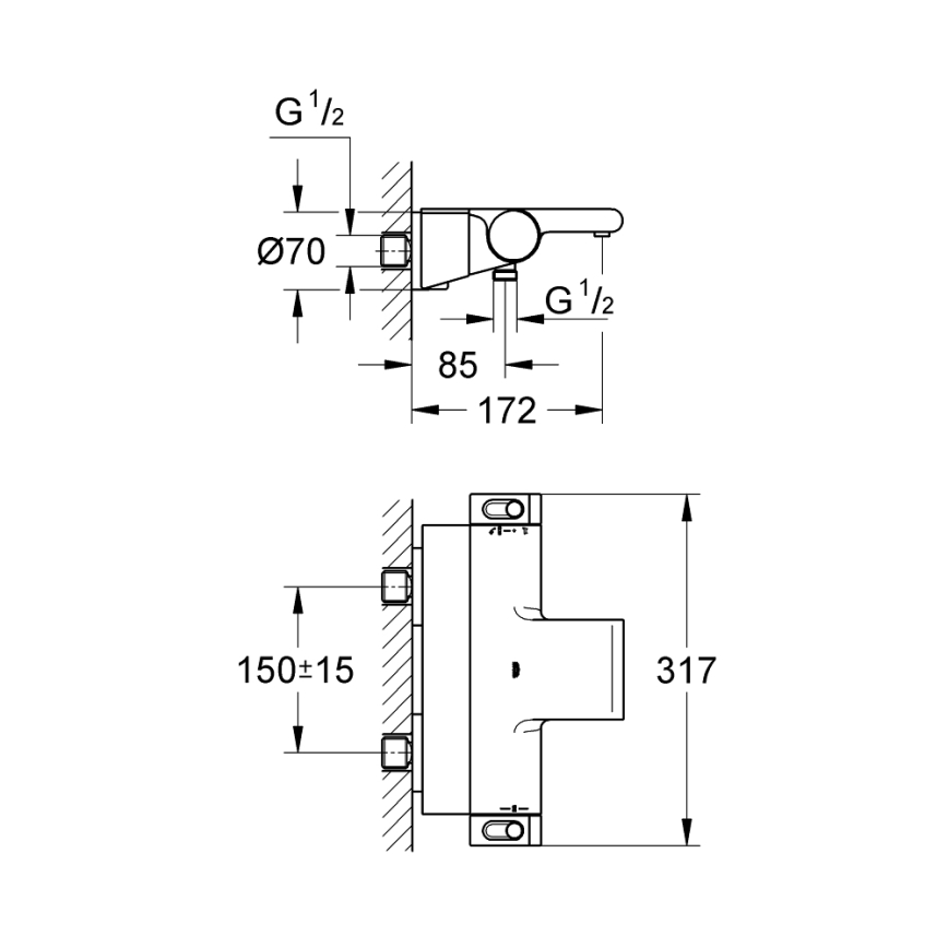 GROHE 34464001 - Termostaatne vannisegisti GROHTHERM 2000 DN 15 läikiv kroom