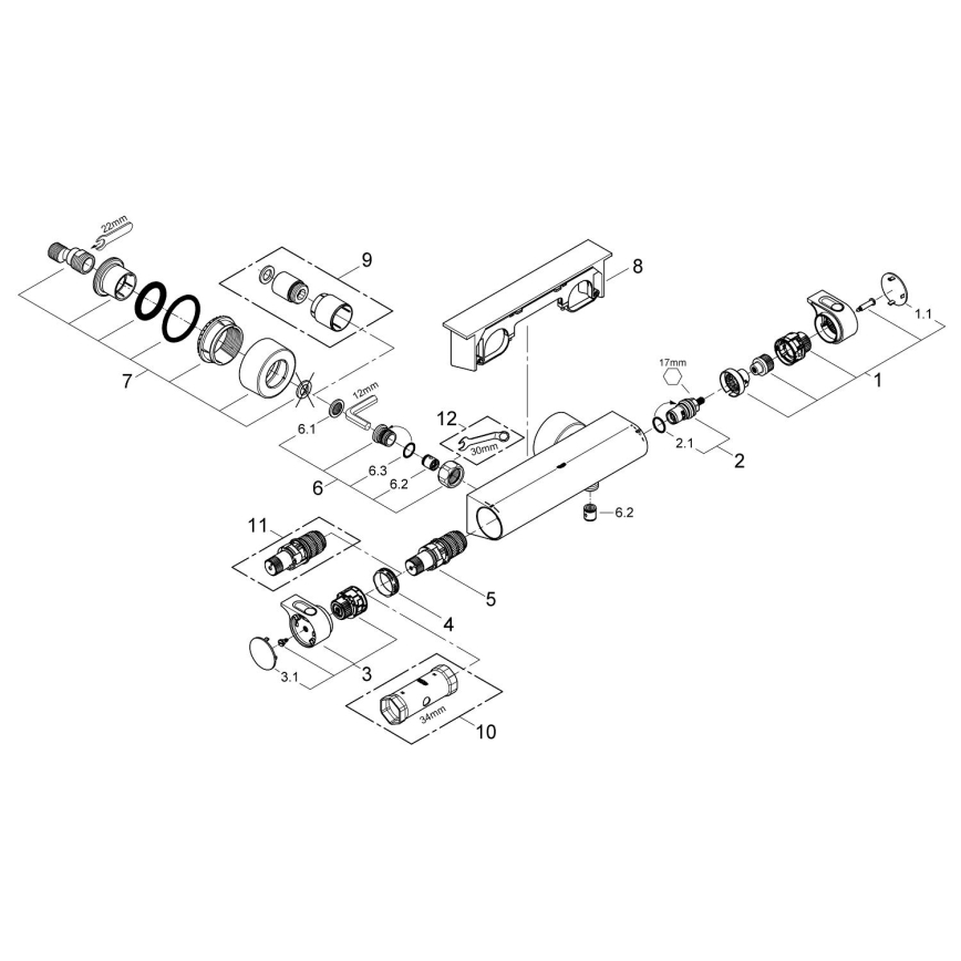 GROHE 34469001 - GROHTHERM 2000 termostaatsegisti DN 15 kroom