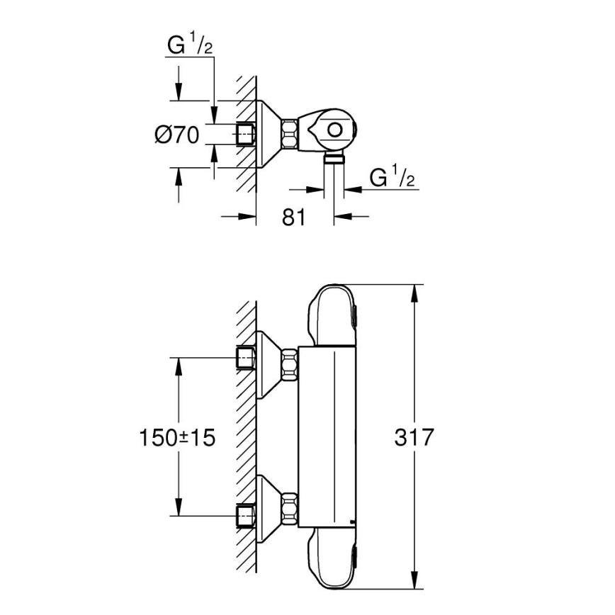 GROHE 34550000 - Termostaatne dušisegisti GROHTHERM 1000 DN 15 kroom