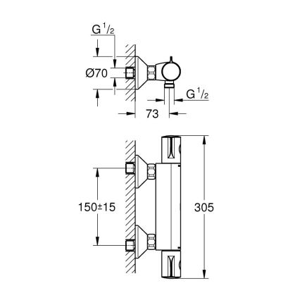 GROHE 34558000 - Termostaatne dušisegisti GROHTHERM 800 DN 15 läikiv kroom