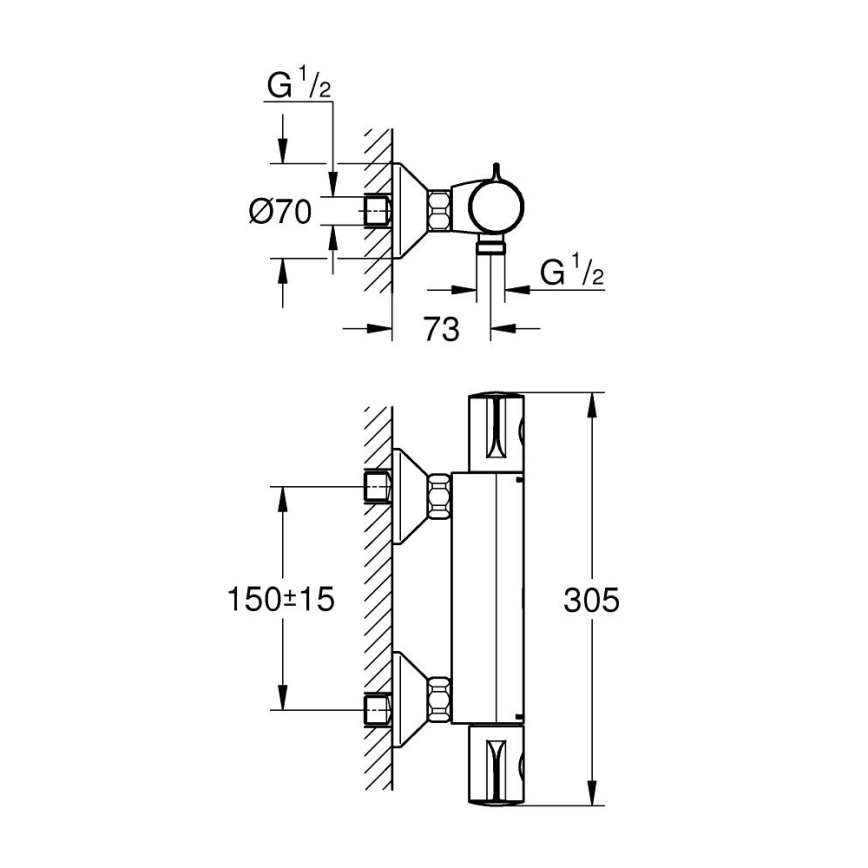 GROHE 34558000 - Termostaatne dušisegisti GROHTHERM 800 DN 15 läikiv kroom