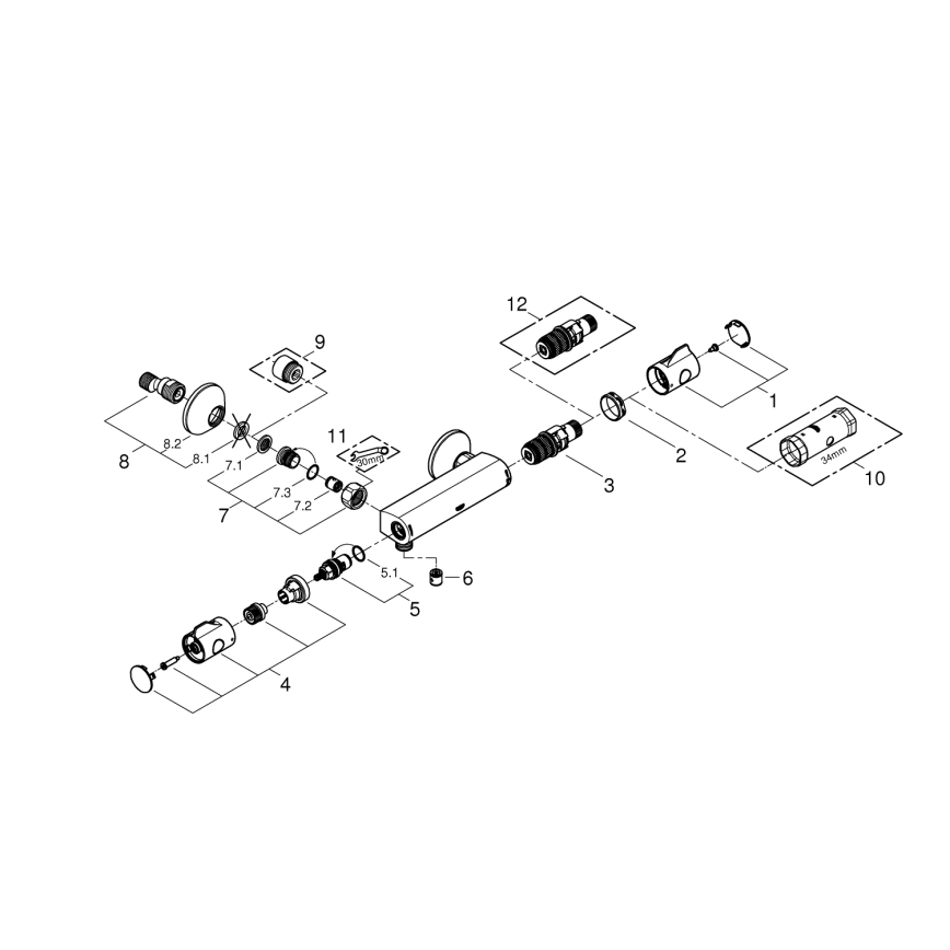 GROHE 34558000 - Termostaatne dušisegisti GROHTHERM 800 DN 15 läikiv kroom