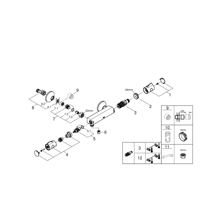 GROHE 34558000 - Termostaatne dušisegisti GROHTHERM 800 DN 15 läikiv kroom