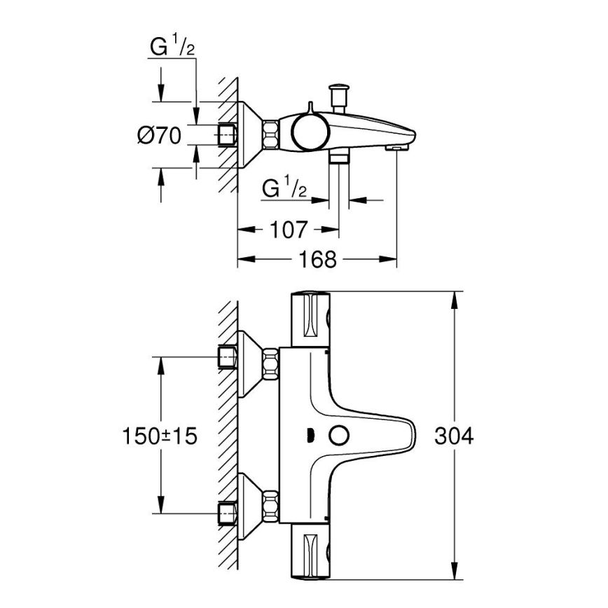 GROHE 34567000 - Termostaatiline vannisegisti GROHTHERM 800 DN 15 läikiv kroom
