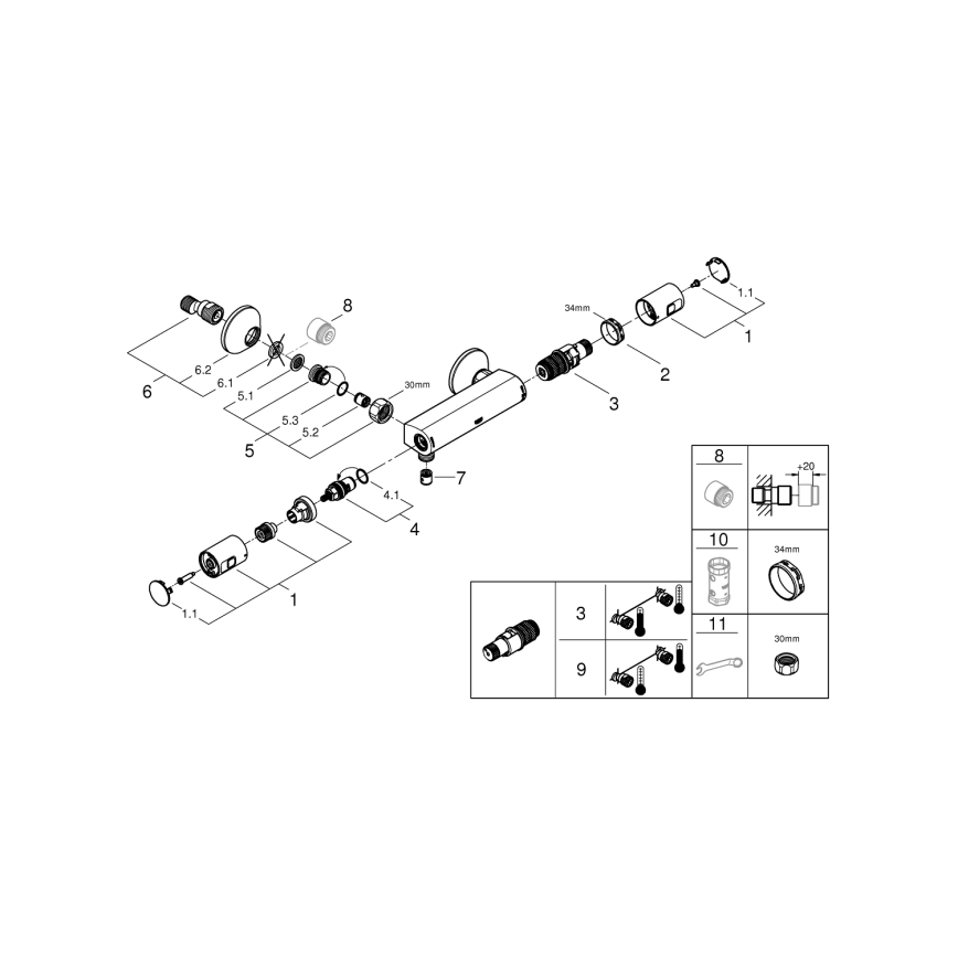 GROHE 345942430 - Termostaatiline dušisegisti PRECISION START DN 15 must
