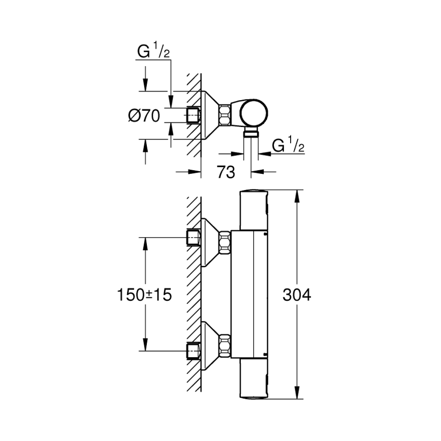 GROHE 345942430 - Termostaatiline dušisegisti PRECISION START DN 15 must