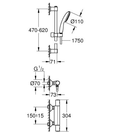GROHE 345972431 - Dušikomplekt termostaatsegistiga PRECISION START 12” 60