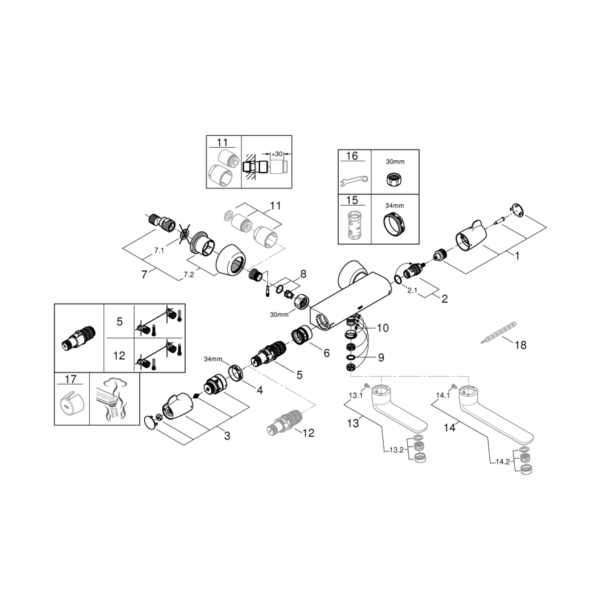 GROHE 34666000 - Termostaatne meditsiinisegisti DN 15 läikiv kroom