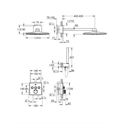 GROHE 34712000 - Dušikomplekt SMARTCONTROL 310 × 310 mm läikiv kroom