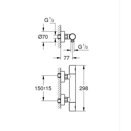 GROHE 34765000-Termostaatne dušisegisti GROHTHERM COSMOPOLITAN DN 15 kroom