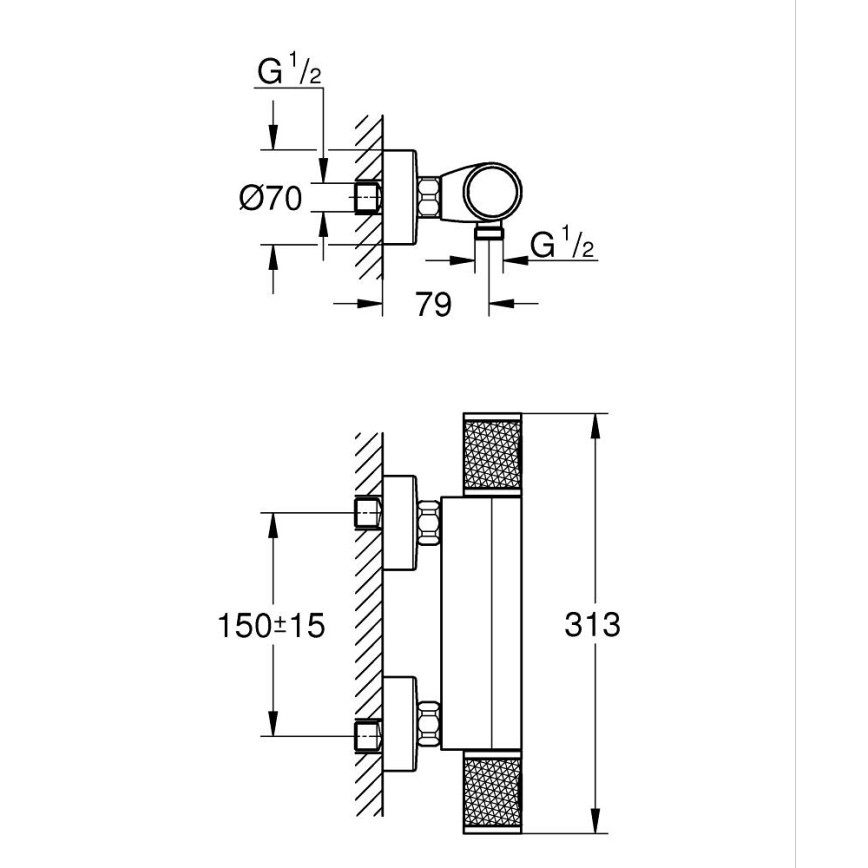 GROHE 34790000 - Termostaatne dušisegisti PRECISION FEEL DN 15 kroom