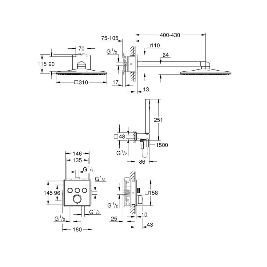 GROHE 34875000 - Dušisüsteem PRECISION SMARTCONTROL 310 mm läikiv kroom