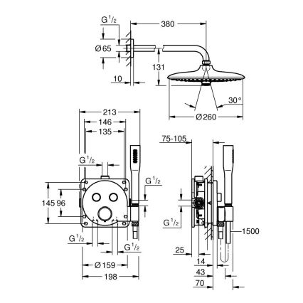 GROHE 34878000 - Dušisüsteem PRECISION SMARTCONTROL 260 mm läikiv kroom
