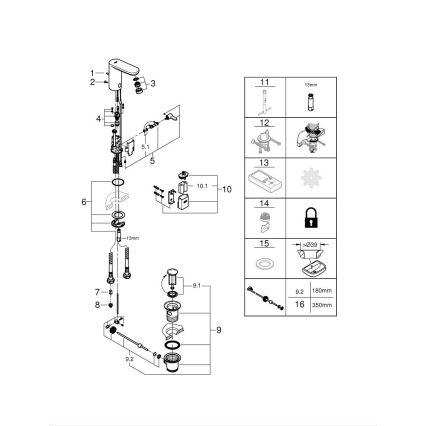 GROHE 36331001 - Valamusegisti EUROECO 1 14” läikiv kroom