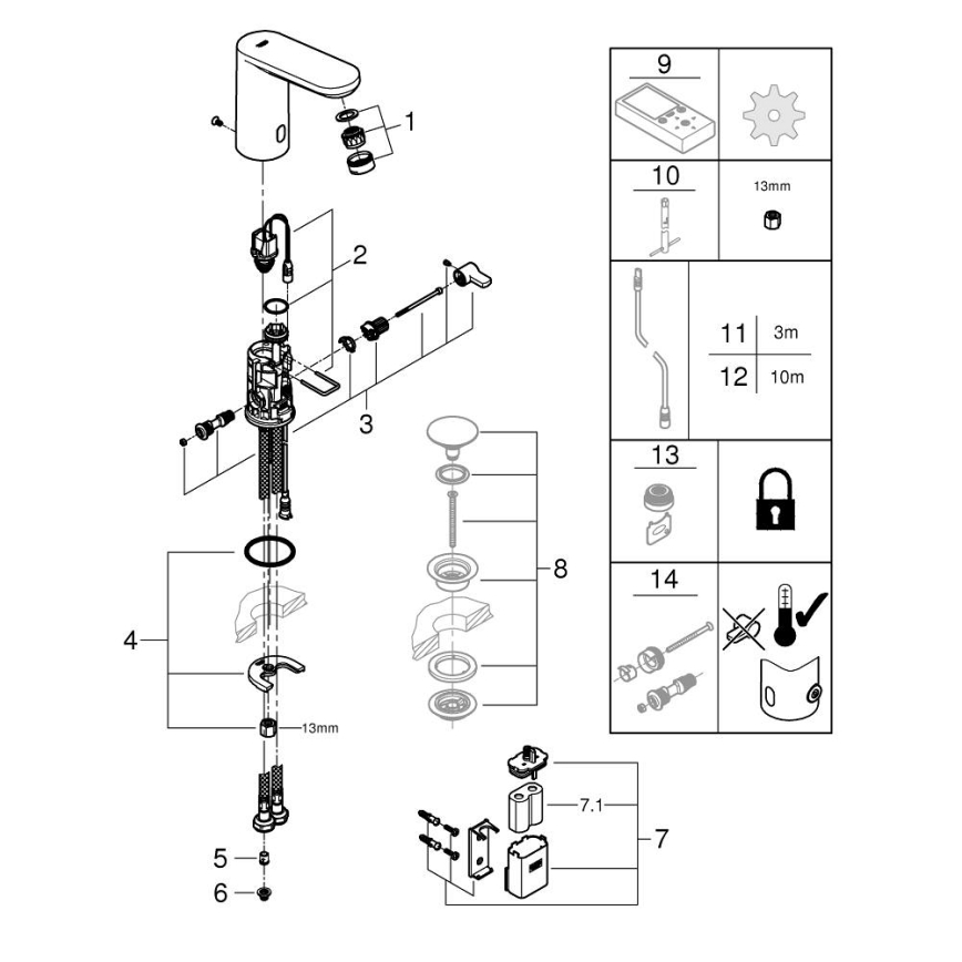 GROHE 36366002 - Elektrooniline valamusegisti GET E läikiv kroom