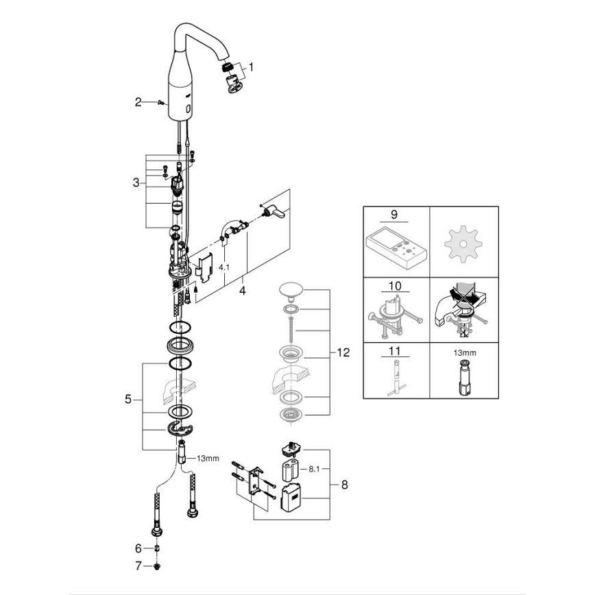 GROHE 36445000 - infrapuna-elektrooniline valamusegisti ESSENCE E, läikiv kroom
