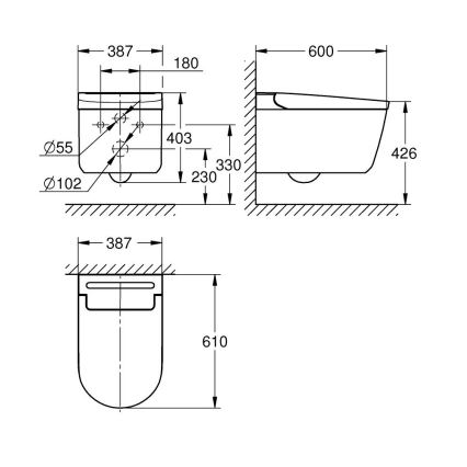 GROHE 36507SH0 - Dušiga tualett SENSIA 600 × 387 × 403 mm keraamika/valge