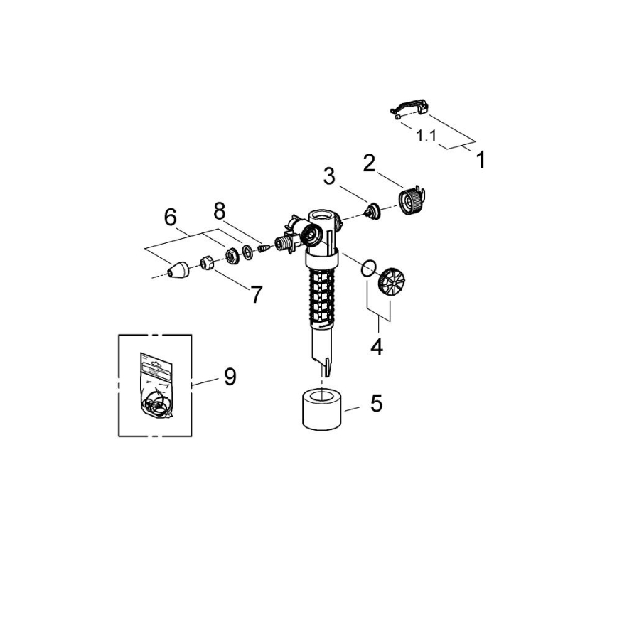 GROHE 37095000 - Täiteventiil 38” läikiv kroom
