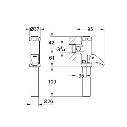 GROHE 37139000 - automaatne loputusventiil DAL 34” läikiv kroom