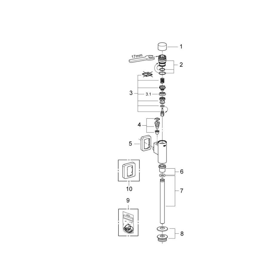 GROHE 37339000 - RONDO 12” pissuaari loputusklapp, läikiv kroom