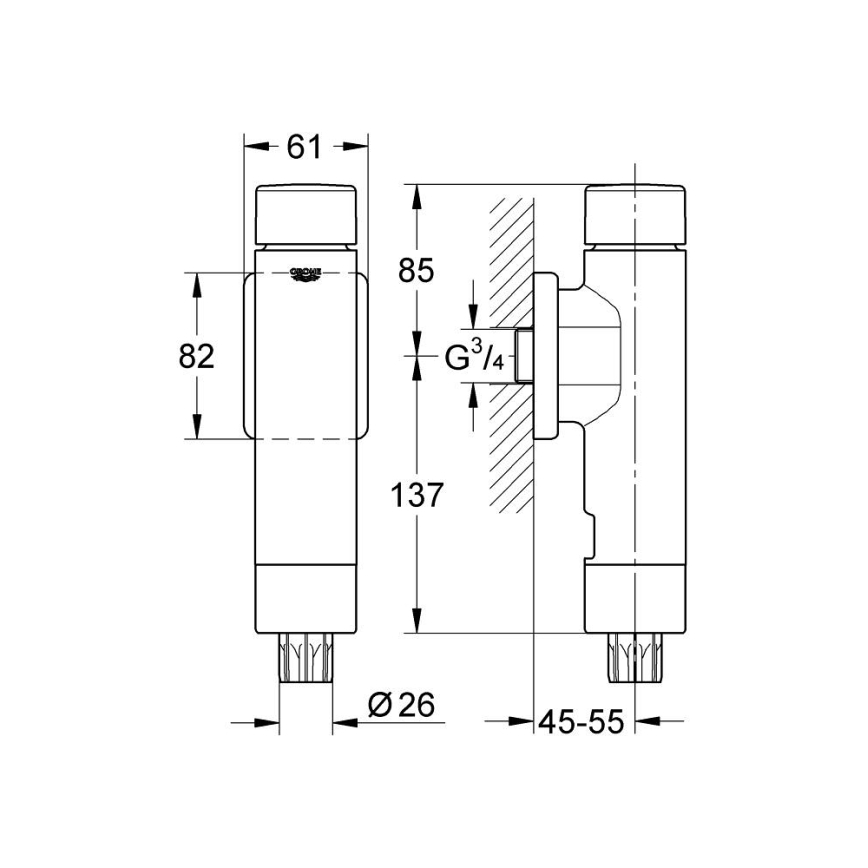 GROHE 37349000 - Surve-loputusventiil RONDO A.S. 3” läikiv kroom