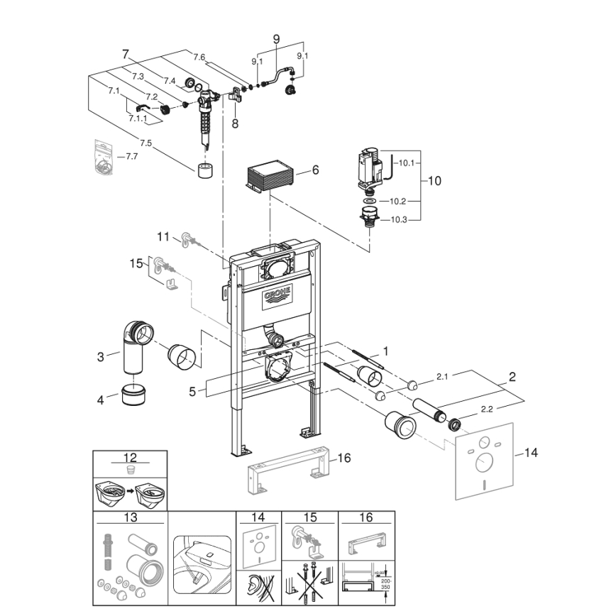 GROHE 38526000 - WC-moodul RAPID SL 0,82 m valge