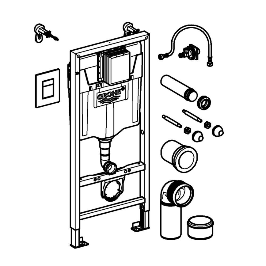 GROHE 388112430 - 3-ühes WC-komplekt SOLIDO 1,13 m matitud kroom