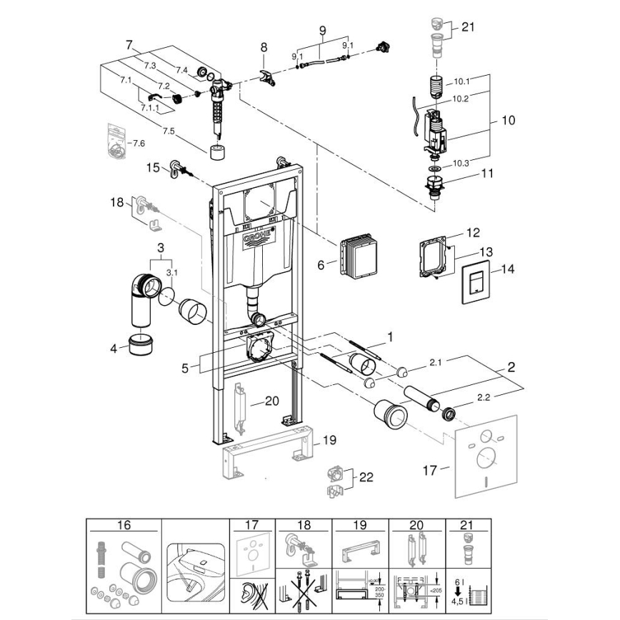 GROHE 38811KF0 - 3-ühes WC-komplekt SOLIDO 1,13 m must