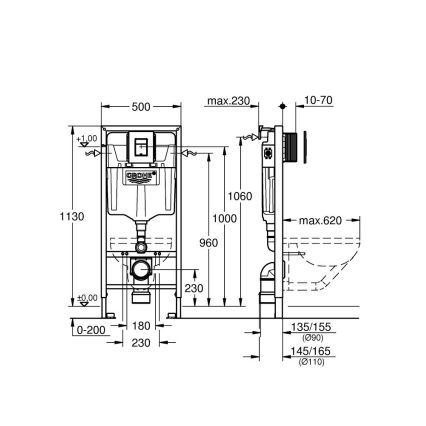 GROHE 38811KF0 - 3-ühes WC-komplekt SOLIDO 1,13 m must