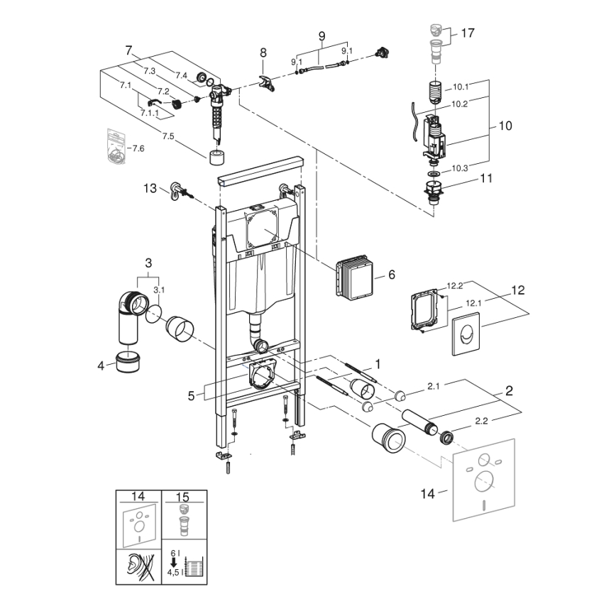 GROHE 38839000 - 3-ühes WC RAPID SL komplekt 1,13 m