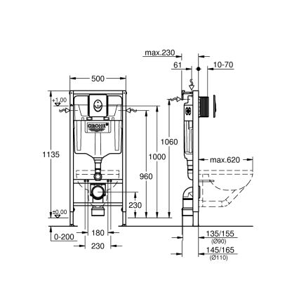 GROHE 38839000 - 3-ühes WC RAPID SL komplekt 1,13 m