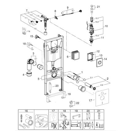 GROHE 38860000 - 3-ühes komplekt RAPID SL 1,13 m