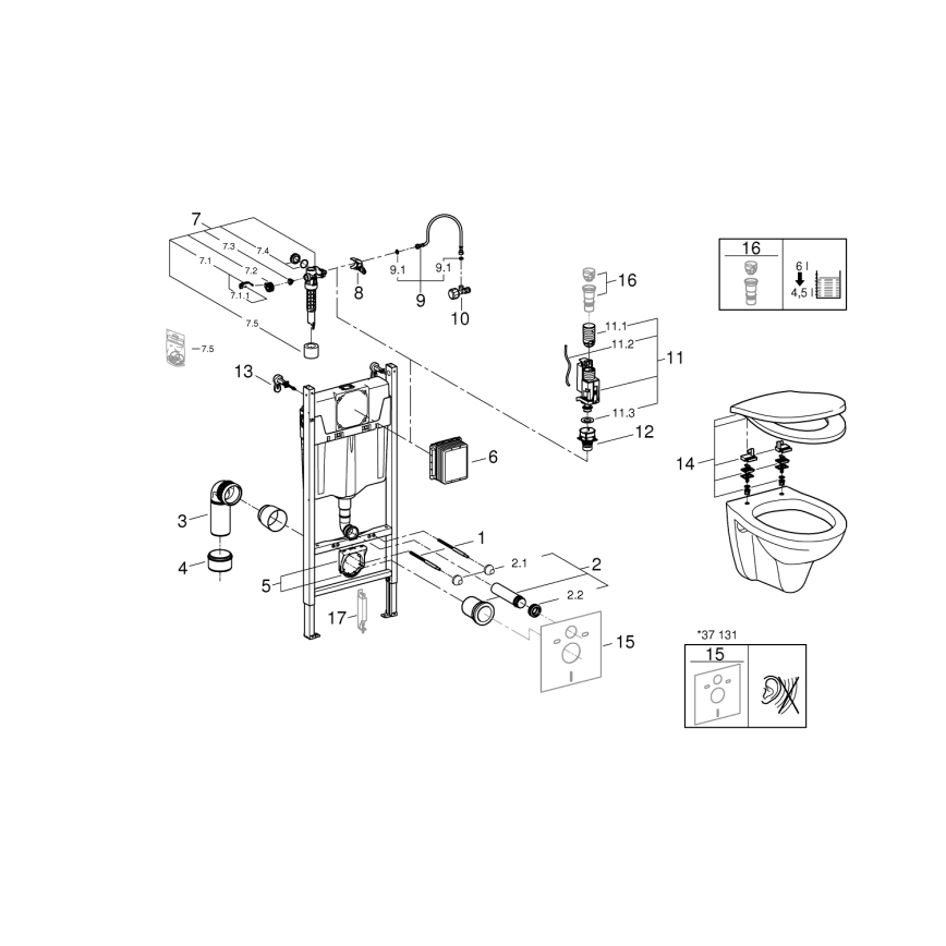 GROHE 39116000 - 4-ühes komplekt SOLIDO COMPACT 1,13 m durovalge