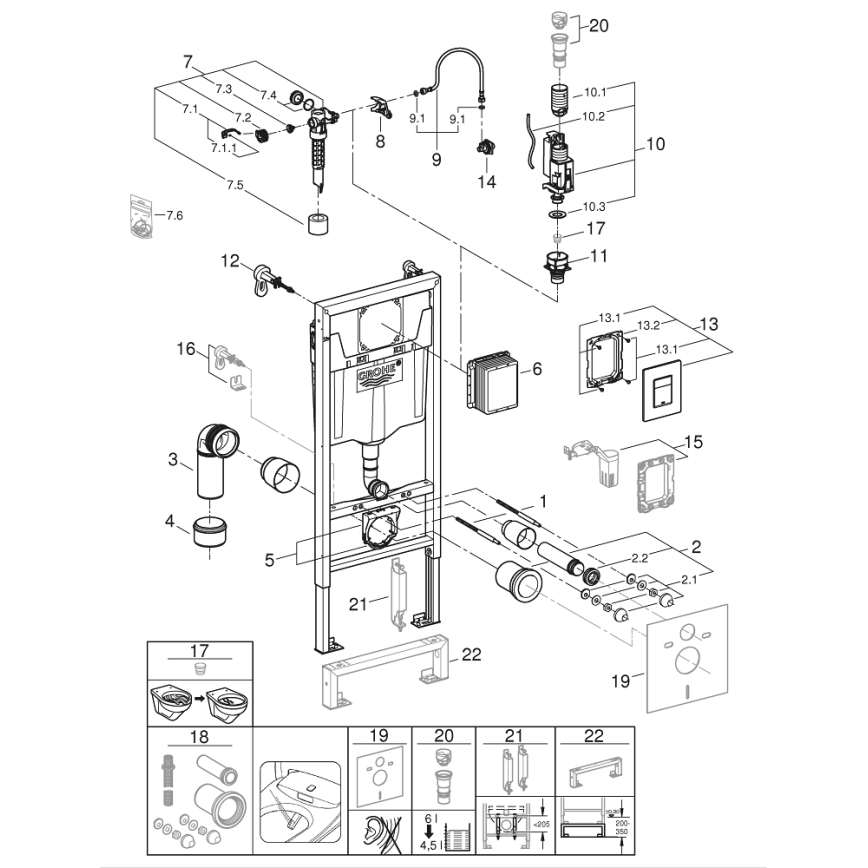GROHE 39186000 - Eesseinapaigalduskomplekt SOLIDO 1,13 m valge