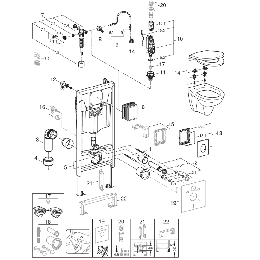 GROHE 39192000 - 4-ühes komplekt SOLIDO 1,13 m durovalge