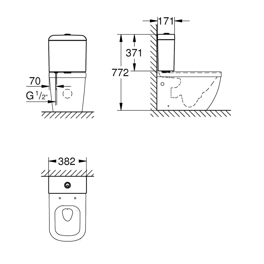 GROHE 39332000 - EURO CERAMIC loputuspaak 385 × 170 × 370 mm keraamika/valge