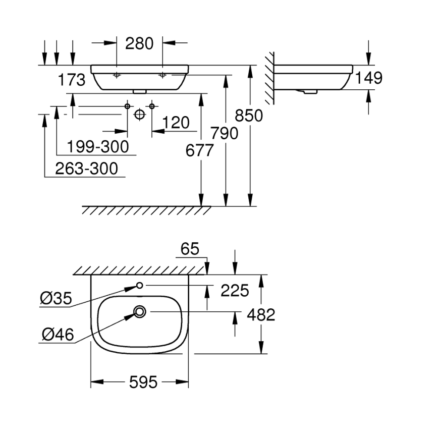 GROHE 39335000 - EURO CERAMIC valamu 595 × 482 mm keraamika/valge