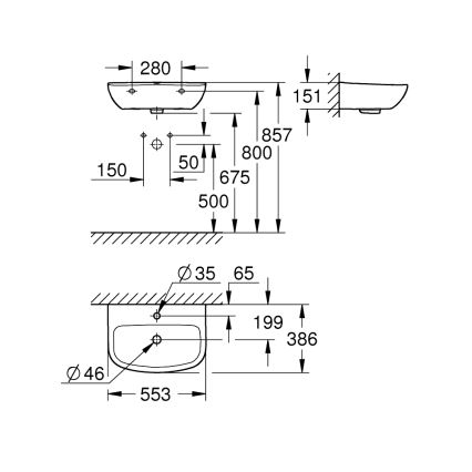 GROHE 39440000 - BAU CERAMIC valamu 553 × 386 mm keraamika/valge