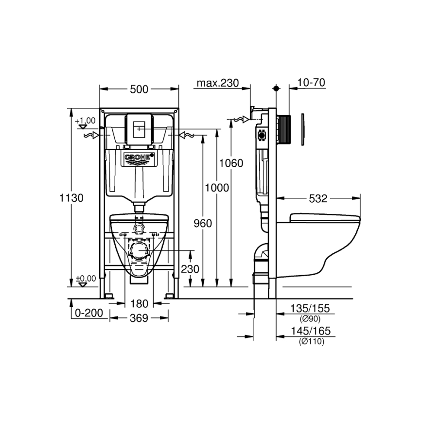 GROHE 39467000 - SOLIDO WC-komplekt 1,13 m, keraamika/valge