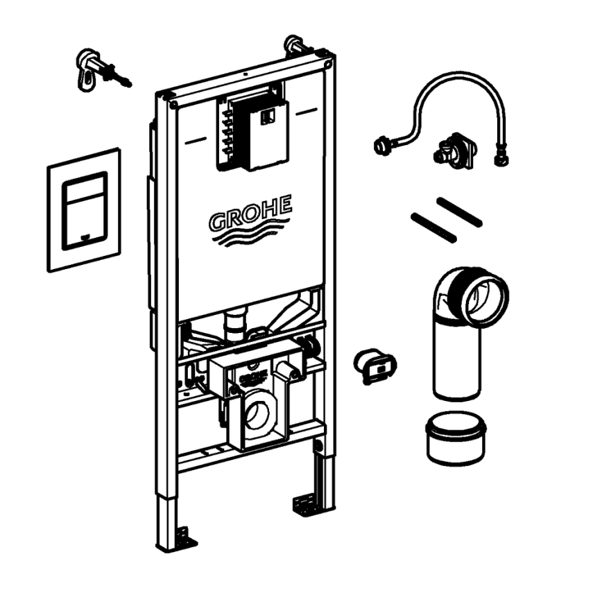 GROHE 39603000 - 3-ühes komplekt WC RAPID SLX 1,13 m läikiv kroom