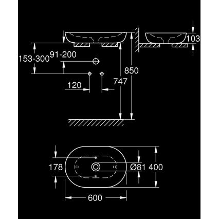 GROHE 3960800H - Lauapealne valamu ESSENCE 600 × 400 mm keraamiline/valge