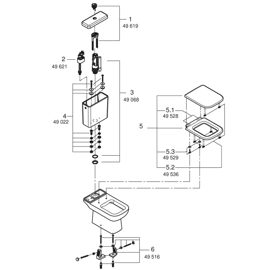 GROHE 39951000 - START EDGE kombineeritud WC 384 × 668 mm, keraamika/valge