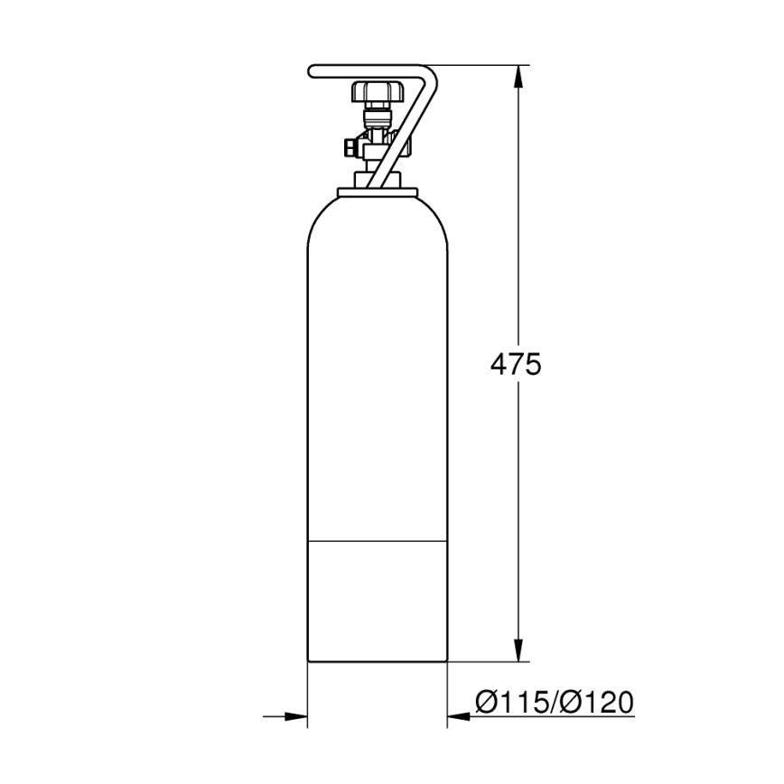 GROHE 40423000 - Algkomplekt: CO2-survesilinder GROHE BLUE 2 kg, roostevabast terasest