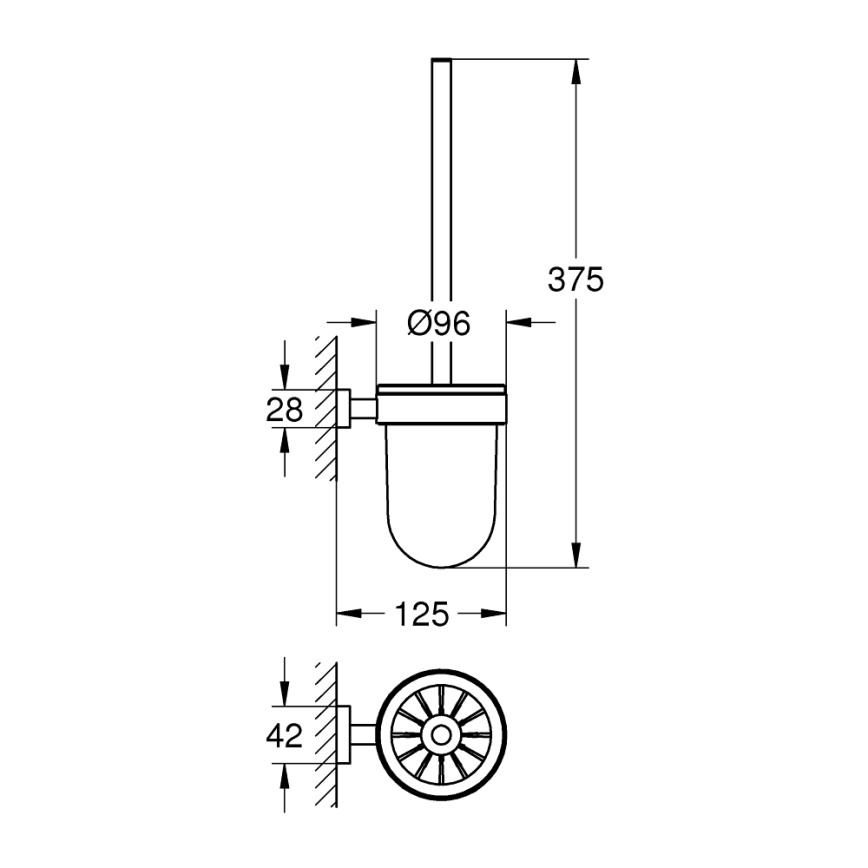 GROHE 40513AL1 - WC-puhastuskomplekt ESSENTIALS CUBE grafiit