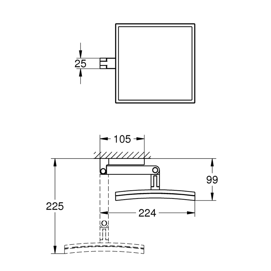 GROHE 40808000 - Meigipeegel SELECTION CUBE 22,3 × 22,3 cm läikiv kroom