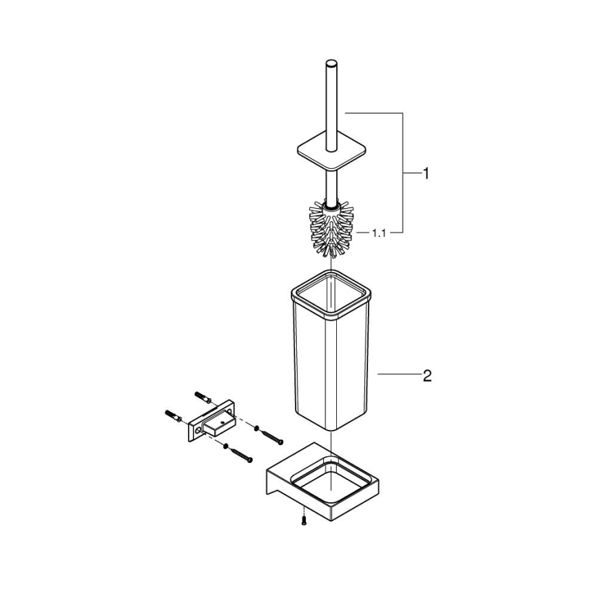 GROHE 40857000 - WC-puhastuskomplekt SELECTION CUBE läikiv kroom