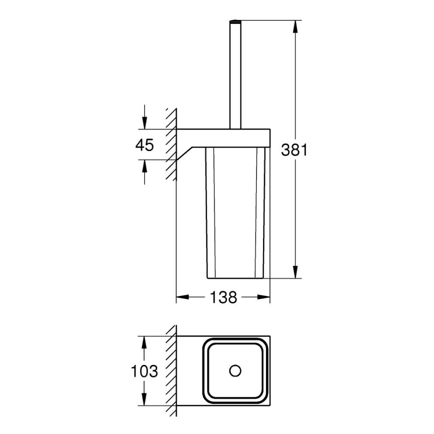 GROHE 40857000 - WC-puhastuskomplekt SELECTION CUBE läikiv kroom