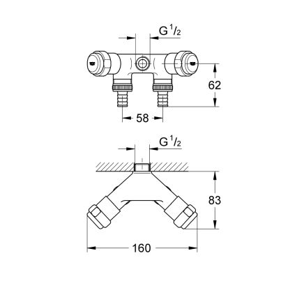 GROHE 41020000 - EGGEMANN 12” topeltventiil, läikiv kroom
