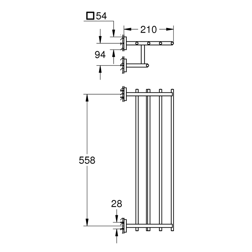 GROHE 410992430 - START CUBE mitmekonksuline rätikuhoidja 600 mm must